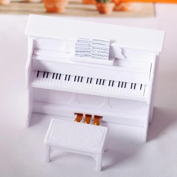 1/12 Scară de Lemn casă de Păpuși în Miniatură Mini Piano Cabinet Scaune Mobilier Modern, Decor pentru Păpuși Camera de zi Accesorii