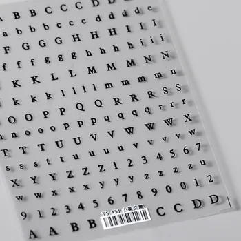 1 foaie Alfabet de Unghii Autocolant engleză Scrisoare 3D Decalcomanii de Unghii Alb Negru Rezumat Dragoste Slider Autocolant pentru Decorare Manichiura