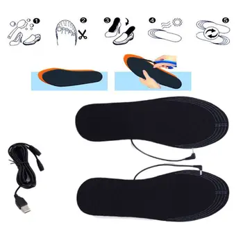 1 Pereche Barbati Femei Unisex de Iarna USB Electric Alimentat de BRICOLAJ Taie Încălzire Cald Picior Tălpi interioare Termice de Încălzire Pantofi Tampoane Lavabile Q84C