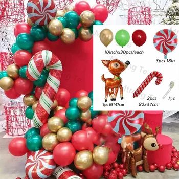 1 Set Vesel de Crăciun Ghirlanda Baloane Arcada Kit Roșu, Alb Candy Baloane Cerb 3D Folie Mingea DIY Moș Crăciun Navidad Bastoane Globos