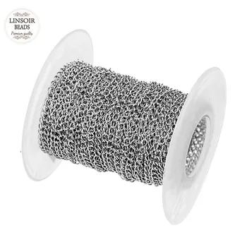 10 Yards/Rola 2 mm, 2.5 mm, 3mm Argint Ton de culoare din Oțel Inoxidabil Vrac Colier Extender de Link-ul Lanț Lanțuri pentru a Face Bijuterii