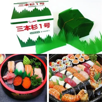 1000pcs/Box Frunză Verde de Mâncare Japoneză Sushi Decor Frunze de Sushi Iarba Plastic Creative Frunze Sashimi Decor Instrumente
