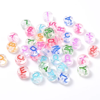 100buc/Pachet Transparență și Culoare Plat Alfabetul 4x7mm Margele Acrilice Rotunde Margele Spacer Scrisoare pentru Bijuterii DIY