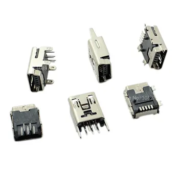 10buc Mini USB 5pf T USB de sex Feminin de Date Interfață Mini USB Plug Patch-uri / Ac / Conector Verticală