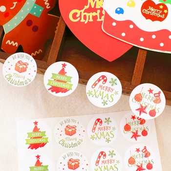 120 Buc (10 Foi ) Crăciun Fericit Rosu Verde Copac Lampă de Design de Hârtie Autocolant Cadou Partid de Ambalare Etichetă DIY Cadou Decor Sigiliu