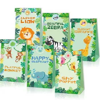 12pcs animal cutie de bomboane cadou sac de Pădure junglă Safari tema 1 primul băiat Sălbatic o petrecere Copil de Dus decor favoare