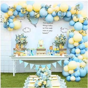 133pcs/Set Macaron Albastru Galben Pastel Baloane Arcada Set Duș pentru Copii de Ziua Petrecerea de Nunta Balon de Fundal Decor Consumabile
