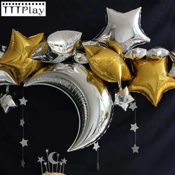 18inch cu Cinci colțuri de Aur Argintiu Star Balon de Folie de 36 inch pe Luna Balon de Folie Decor Nunta Petrecere Culoare Pură Heliu Globos
