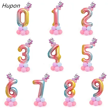 18pcs Unicorn Balon set Petrecere Baloane de Curcubeu 32inch Număr de 0-9 Copii Adulți Ziua de naștere Petrecere de Nunta Balon Decor