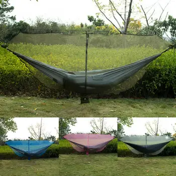 2 Persoana De Camping Grădină Hamac Cu Plasă De Țânțari Mobilier De Grădină Pat Putere Parasuta Tesatura Somn Leagăn Portabil Agățat