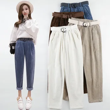 2020 Pantaloni de Catifea Femei de Moda Toamna Iarna Vrac Pantaloni Harem Femeie Simplă, de Înaltă Talie Pantaloni Casual & Codrin XXXL