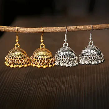 2020 Tigan Bijuterii Vintage Indian Jhumka Bell Tassel Cercei Etnice De Culoare De Argint Legăna Cercei Pentru Femei
