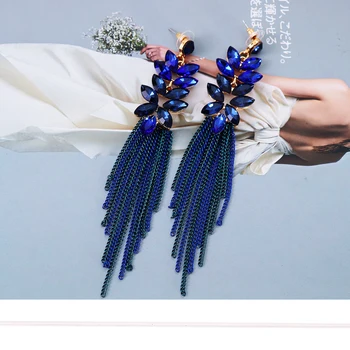 2022 Nou Albastru De Cristal Lung Lanț De Metal Legăna Cercei Picătură De Înaltă Calitate, De Lux Moda Bijuterii Stras Accesorii Pentru Femei