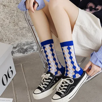 2023 Carouri de Moda de Cristal Șosete de Mătase Femei de Vara Ultra-subțire Transparent Șosete Lungi Casual Harajuku Streetwear Albastru Echipajului Sosete