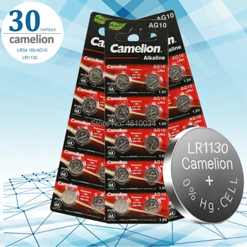 30pcs/lot Camelion Alkaline Baterie AG10 389 LR54 SR54 Celule Baterie de 1,5 V AG10 LR1130 SR1130W 189 LR1130 Baterii Buton
