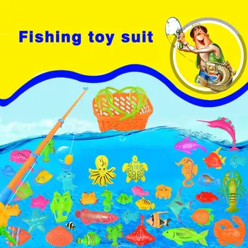 39/27pcs Copii de Pescuit Magnetic Jucarii Set cu Piscina Gonflabila Net Magnet Tijă de Pescuit Amuzant Jucării Clasice (Piscina Nu sunt Incluse)