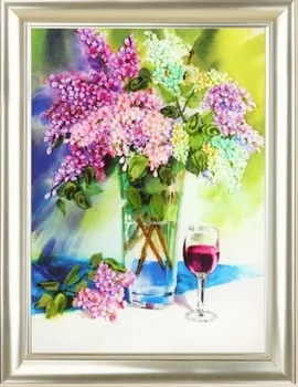 3D Liliac vaza satin Panglică de mătase broderie artizanale de flori de plante eco-cusatura kit DIY manual manual de arta de perete decor de aprovizionare
