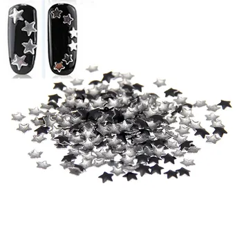 3mm Argintiu/Negru Stea cu Cinci colțuri Adeziv Suport Metalic Nail Art Sfaturi Autocolant Metalic din Aliaj de Unghii Instrumente DIY Decorare de Ștanțare