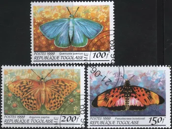 3Pcs/Set Togo Timbre Poștale 1999 Fluture Folosit Post Marcate cu Timbre Poștale pentru Colectarea