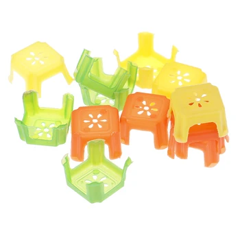 4buc Colorate Mini Plastic Scaun Păpuși Miniaturale de Mobilier Pătrat de Scaun Scaun Model Jucării casă de Păpuși Decor Acasă