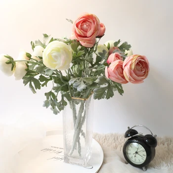 5 Capete Frumoase ceai de flori de trandafir ramură cu fals frunze pentru acasă decorare masă flori artificiale