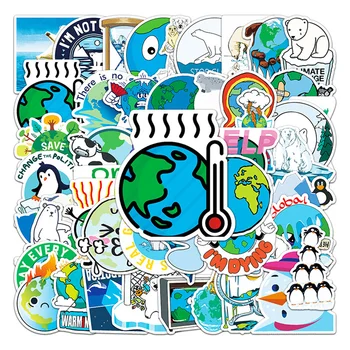 50pcs Proteja Pământul Încălzirea Globală Autocolante Pentru Notebook-uri Album Papetărie Autocolant Craft Supplies Scrapbooking Material