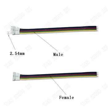 5pcs 6pini rgbcct led conector, 6pini 2.54 mm ac distanță, de sex masculin de sex masculin/de sex feminin conector pentru rgb cct rgbw led strip