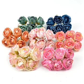 6pcs Flori Artificiale de Mătase Luminoase de culoare Roz, Rose, Buchet Pentru Nunta Casa Decor de Crăciun DIY Ghirlanda Album Craft Supplies