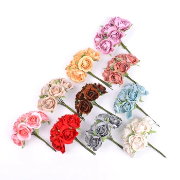 6pcs/lot Flanel Trandafiri Flori de Matase Buchete de Perete Plante Artificiale pentru Acasă Decorare Nunta Diy Mireasa Capac Ornamental de Origine
