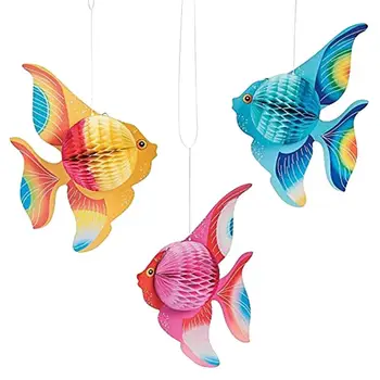 6pcs Multicolor Hârtie Colorată Pestisor Tropical Pește Creaturi Marine Agățat Pliabil Consumabile Partid Ornament Decor