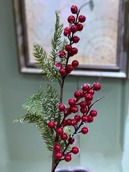 70cm Artificiale Cedru, Boabe de Plante Ramură de Plastic de culoare Roșie de Crăciun Fructe Aranjament floral Material Hotel, Magazin de Crăciun Decor Acasă