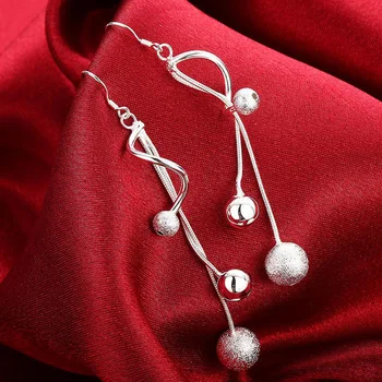 925 Sterling Silver Ball Picătură Legăna Cercei Pentru Femei Lanț De Șarpe Cercei Estetic Moda Accesorii Bijuterii Transport Gratuit