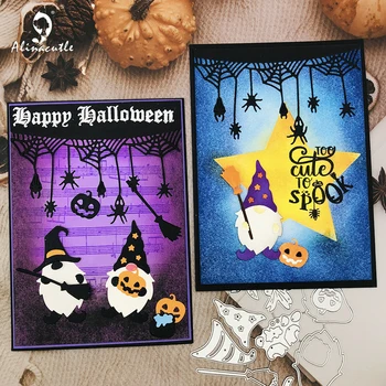 Alinacutle Tăiere De Metal Moare Taie Halloween Fericit Gnomi Set Scrapbooking Ambarcațiuni De Hârtie Manual Album Card De Pumn Cuțit De Arta Moare