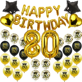 Amawill 80 de ani Decor Baloane Kit a Crescut de Aur de 80 de Ani Consumabile Partid Număr de 80 de Bărbat Femeie zi de Naștere Fericită Decor