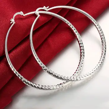 Argint 925 71mm/7.1 cm Rotund Mare Circular Hoop Cercei Pentru Femei Tendință Petrecere de Lux Bijuterii Cadouri de Craciun GaaBou