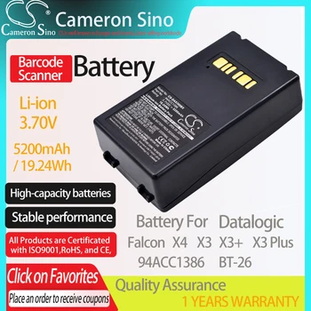 CameronSino Baterie pentru Datalogic Falcon X3 X4 X3+ X3 Plus se potrivește Datalogic 94ACC1386 BT-26 coduri de Bare baterie 5200mAh 3.70 V