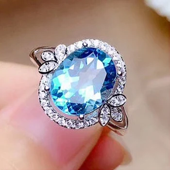 CAOSHI Delicate Oval Albastru de Cristal Zirconia Inele Promisiune pentru Femei de Înaltă Calitate de Culoare Argintie Romantic Petrecere de Nunta Bijuterii