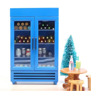 Casă de păpuși Congelator Funcțional Ridicat de Simulare Ușor Miniatura Supermarket Magazin Frigider Păpuși Jucărie pentru Ornament