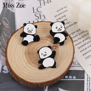 Chibi Panda Email Ace Personalizate Alb-Negru Poartă Broșe Rever Insigne Amuzante de Animale Drăguț Bijuterii Cadouri pentru Copii buni Prieteni