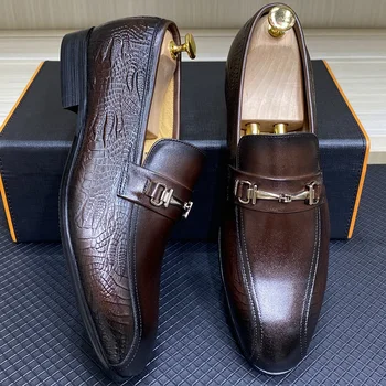 Clasic de Brand Designer de Barbati Mocasini din Piele Slip-On Petrecere de Nunta Formale Pantofi de Crocodil Rochie de Imprimare de Pantofi pentru Bărbați