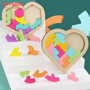 Copii Joc De Puzzle Plin De Culoare Puzzle Tangram Matematica Jucarii In Forma De Inima Copilul De Învățământ Jucării De Învățare