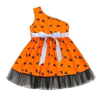 Copilul copil Haine pentru Fete Dress Inclinat Umăr Rochie Cu Curea de Costume de Halloween Plasă de Cusut Rochii de Decorare