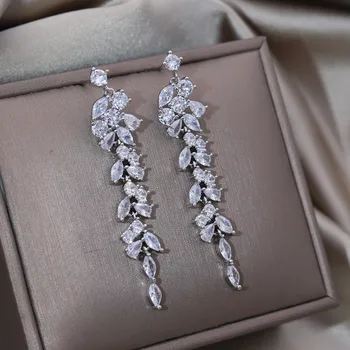 Coreeană Noua Moda Bijuterii de Lux Cupru Set Zircon Neregulate Ciucure Lung Cercei Elegante de Nunta pentru Femei Accesorii de Petrecere