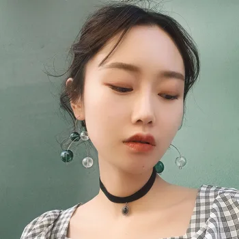 Coreeană Stil Rece cu Bule Legăna Cercei Pentru Femei 2020 Vintage Handmade din Sticlă Suflată Mingea Lung Picătură Cercei femme bijoux