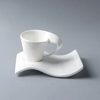Creative Ceramice Ceașcă de Cafea Simplă Val Decorative cu Coaster micul Dejun Lapte Cana de Birou Desktop Sticla de Apă de Acasă Decorare