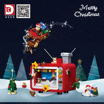 Creative Serie Cu Lumina MOC de Asamblare Jucării de Crăciun, TV DK711 Tren DK712 Model Blocuri Caramizi Copii, Băiat Ziua de naștere Cadouri