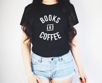 Cărți și Cafea Tricou - Cafea Tricou - Iubitorii de Cafea Cadou Iubitorilor de Carte Cadou de moda fete tricou tumblr tricouri topuri - K051