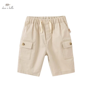 DBA16220 dave bella vara baieti moda solidă buzunare pantaloni copii vițel lungime copii pantaloni infant toddler pantaloni