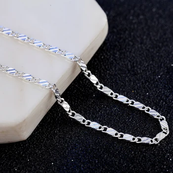 De lux Argint 925 elegant 2MM plat Clavicula lanturi Coliere pentru Barbati Femei Accesorii de nunta petrecere fine Bijuterii cadouri
