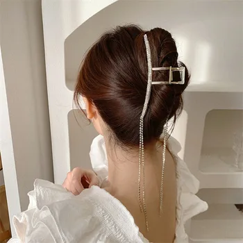 De Lux Plin De Pietre De Păr Gheare Clipuri Pentru Femei Ciucure Lung Cleme Clip Headwea Ace Bijuterii Coreea Moda Accesorii De Par